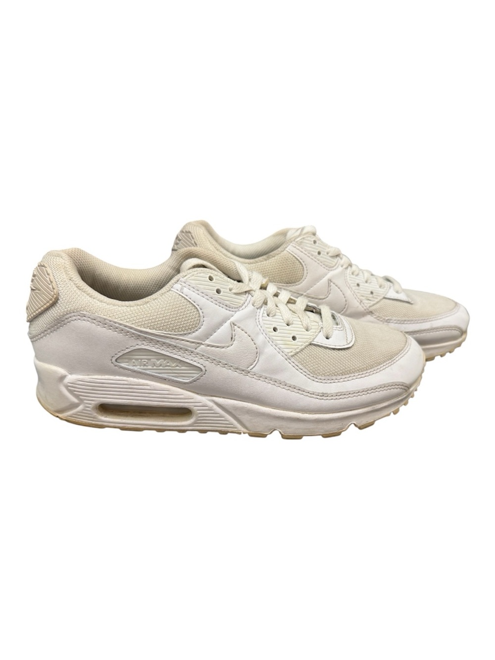 Nike Air Max 90 Men’s White/Wolf Gray Leather Sneakers 9.5